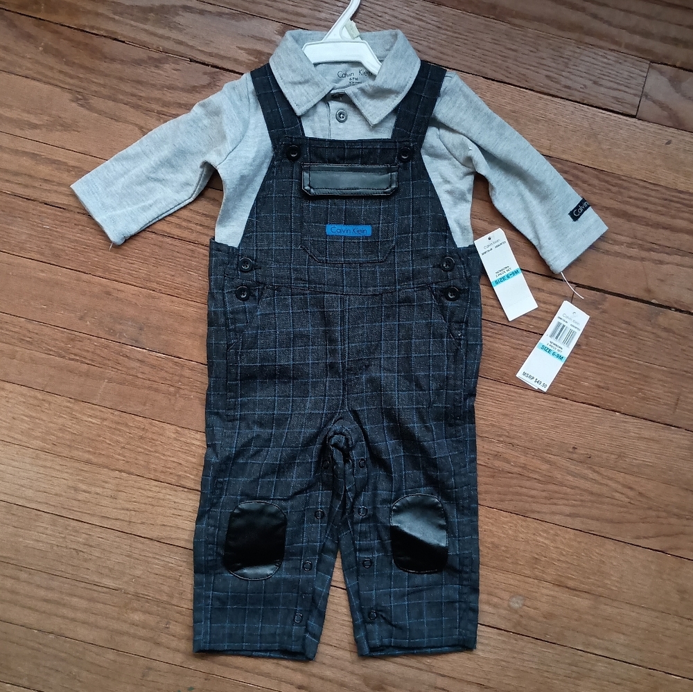 Calvin Klein Black and Gray Baby Overalls‎